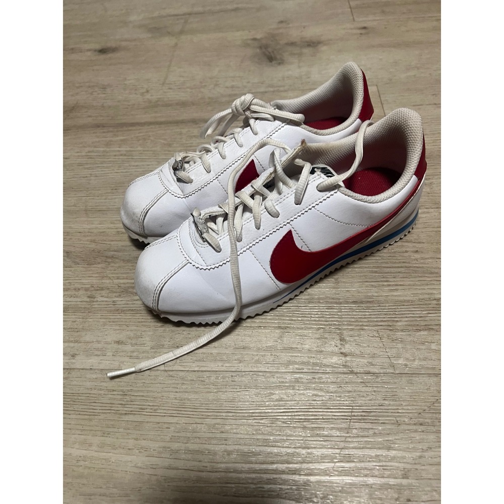 Nike Cortez Sneakers Classic Retro Shoes White Red Blue Size 6Y Forest‎ Gump